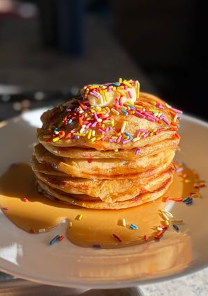 A picture of Diner Style Sprinkle Pancakes.