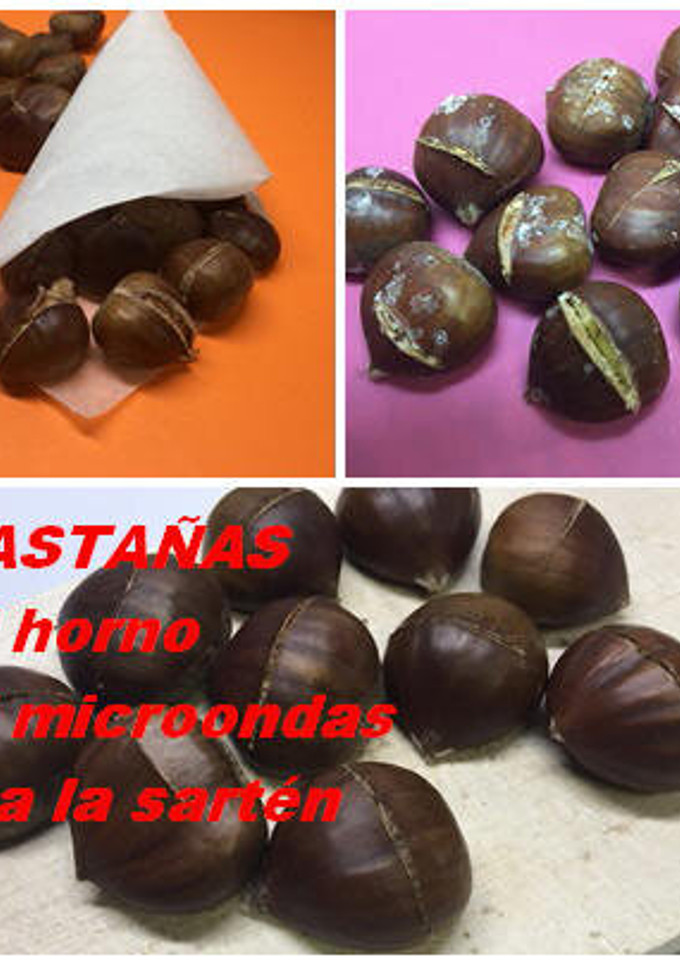 Una foto de Castañas asadas al horno, microondas y a la sartén