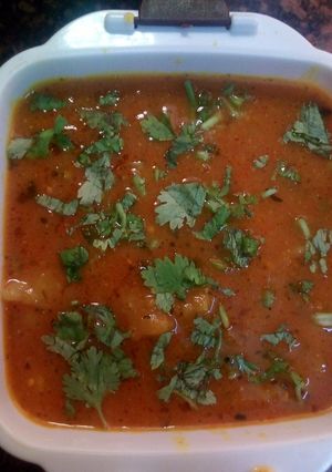 A picture of Bhandara style aloo veg.