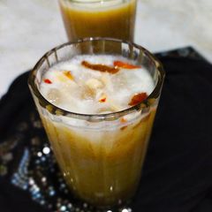 A picture of Dates and banana shake.
