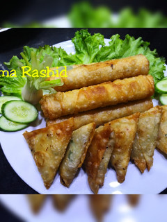 A picture of Spring Roll & chicken samosa.