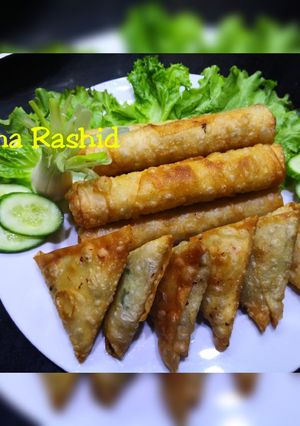 A picture of Spring Roll & chicken samosa.