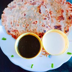 A picture of Super healthy tasty multigrain flour and mint leaves lachha paratha.