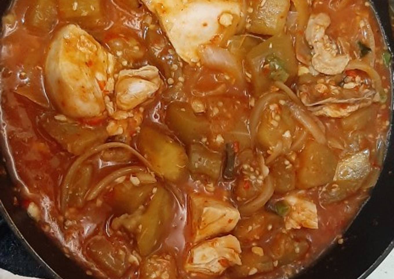 Dada ayam+terong asam manis pedas