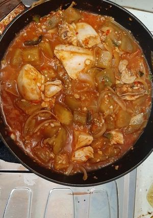 Foto resep Dada ayam+terong asam manis pedas