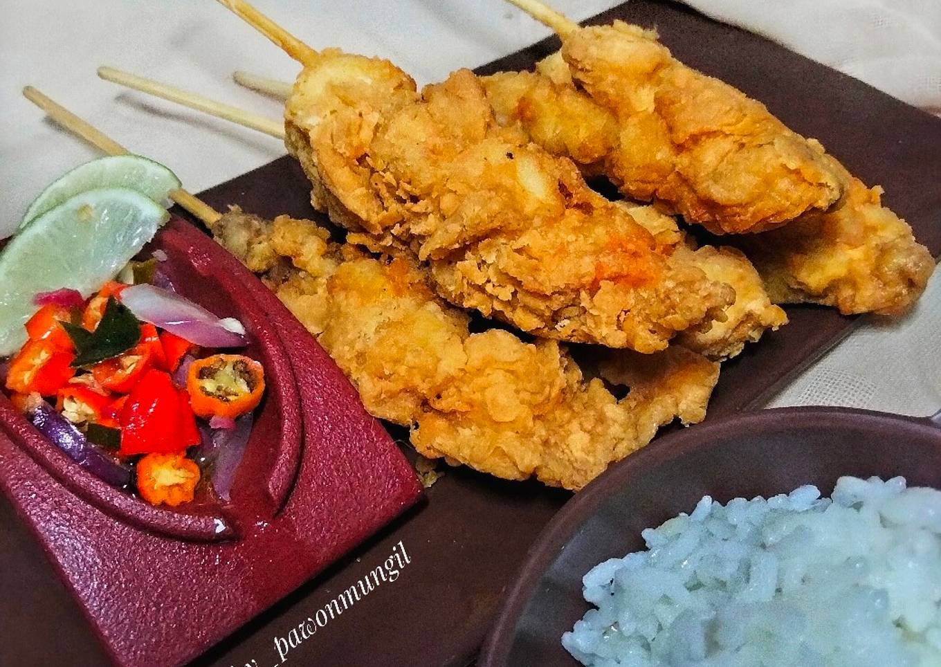 Sate Ayam Kriuk Sambel Daun Jeruk