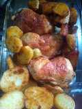 Pollo al Horno con Papas y Boniatos en Rodajas