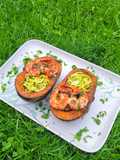 Shrimp Zoodles in Roasted Buttercup Squash Bowl