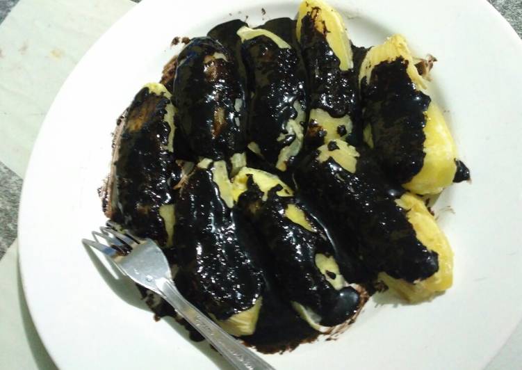 Pisang batu kukus coklat #5resepterbaruku