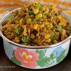 A picture of Green Moong sprouts sabji.