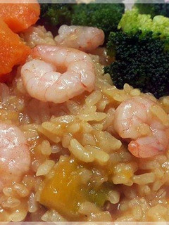 咖哩南瓜蝦仁燉飯♥剩飯變化料理 的食譜成品照片