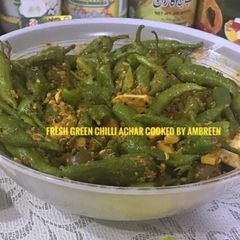 A picture of Fresh Green Chilli Olive Achar Recipe 🌶.