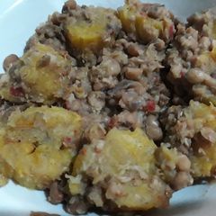 A picture of No oil porriage beans and plantain.
