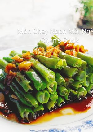 Hình của món Đậu cove sốt tương chay.