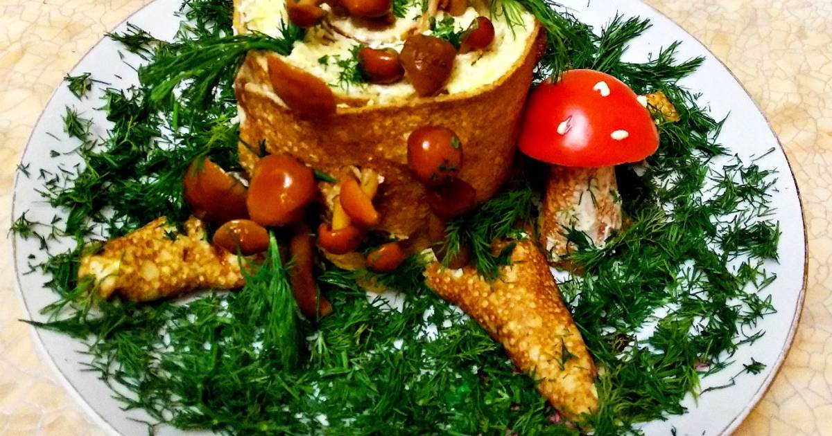 Блины с маринованными грибами рецепт с пошаговым фото