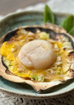 A picture of Japanese Miso Scallop on Shell (North part of Japan, Aomori).