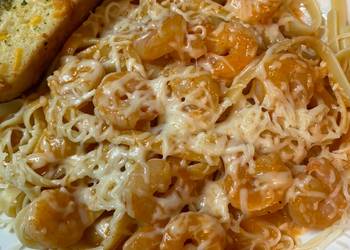 Easy Fast Cooking Shrimp fettuccine with red pepper sauce Yummy