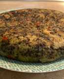 Tortilla de patata con morcilla y pimientos