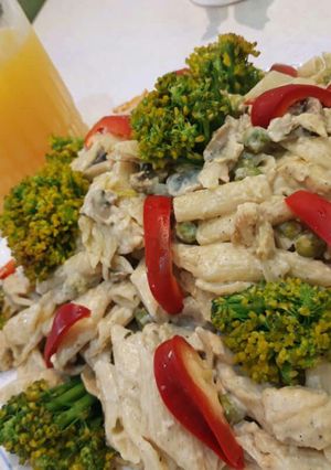 عکسی از دستور پاستا مرغ و قارچ