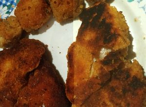 Una foto de Milanesas de bagre y albahaca