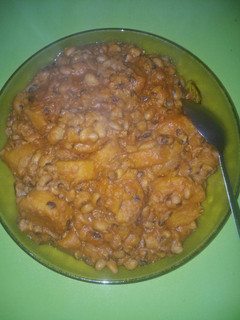 A picture of Beans and ripe plantain porridge.