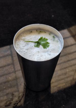 A picture of Masala chaas (spicy buttermilk).