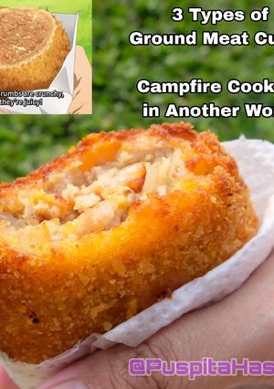 Foto resep 3 Types of Ground Meat Cutlet (Kroket Daging) dari anime Campfire Cooking in Another World