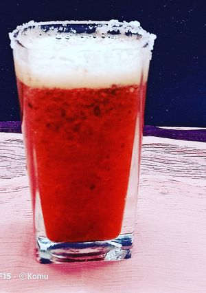 A picture of Pink Lady Mocktail part 1 / Strawberry Mocktail.