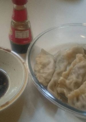 A picture of Asian Dumplings, boiled.
