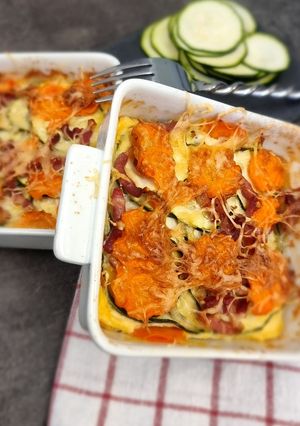 Une photo de °Gratin courgettes/carottes aux petits lardons°