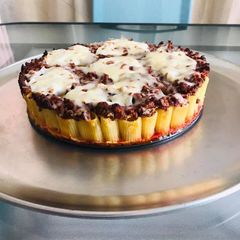 A picture of Cheesy Rigtoni Pie.