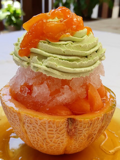 Sárgadinnyés kakigōri (かき氷) 🍧 japán jeges édesség recept fotója