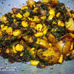 A picture of Sweetcorn,Potato with Methi.