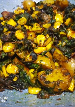 A picture of Sweetcorn,Potato with Methi.