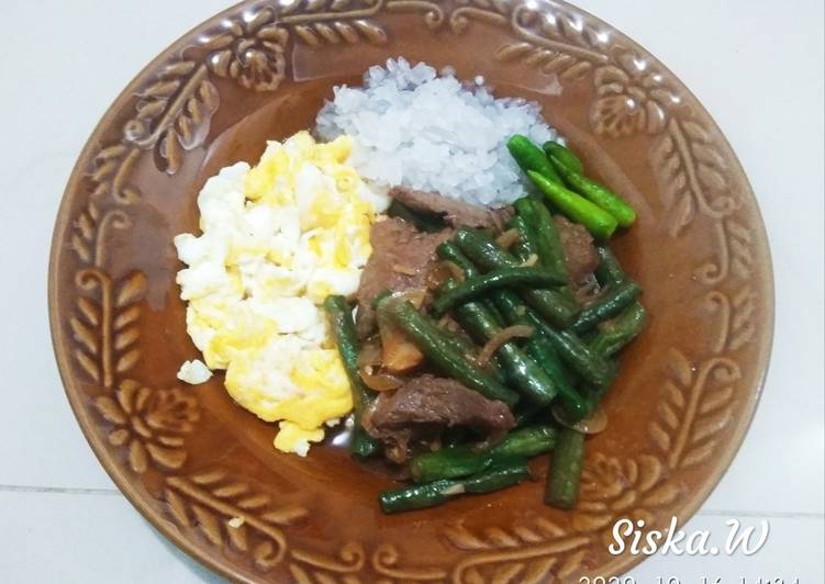 Kacang panjang beef teriyaki