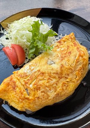 A picture of My Mom’s Meat Omelette for Dinner.