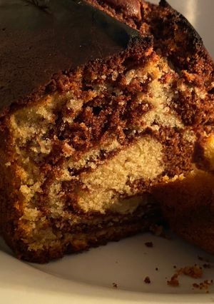 Una foto de Receta de budín marmolado