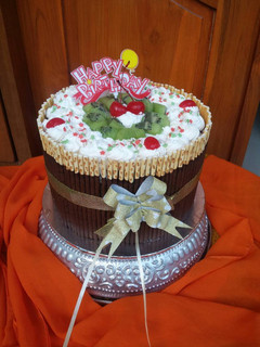 Foto resep Pocky Bday Cake #Tiramisu Egg Drops mixed Spongecake Chocolate Base Cake#