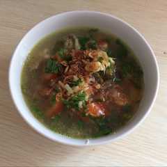 A picture of Soto daging #Kitaberbagi.