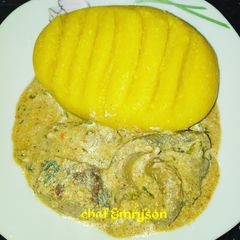 A picture of Egusi and okra pepper soup.