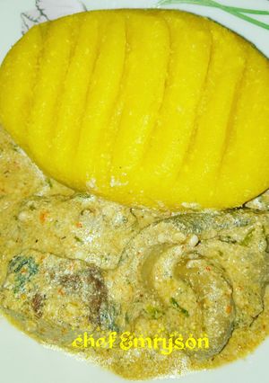 A picture of Egusi and okra pepper soup.