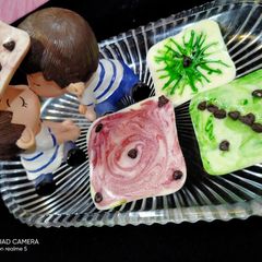 A picture of Rainbow design chocolates.