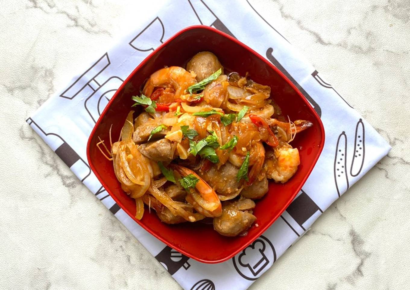 Udang Bakso Asam Manis