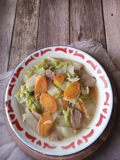 Foto resep Sayur Sawi Putih campur Bakso dan Wortel