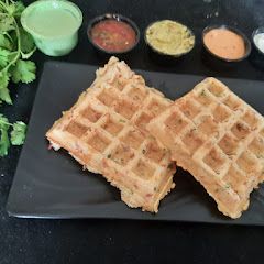 A picture of Oats Besan savory waffles.