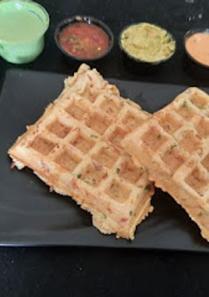 A picture of Oats Besan savory waffles.