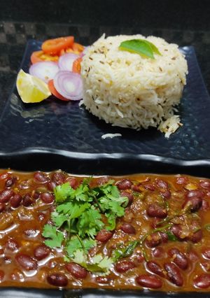 A picture of Rajma and Jeera Rice.