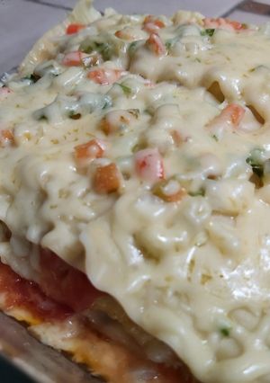 Una foto de Lasaña vegetariana en microondas