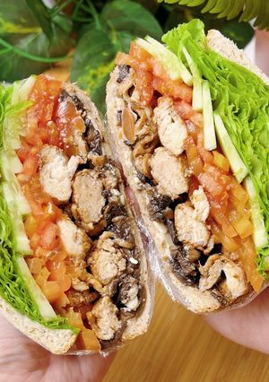 Foto resep Sarapan Diet : Sandwich Ayam Jamur (424 kkal)