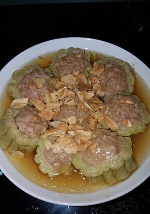 Foto resep Pare pahit kukus daging